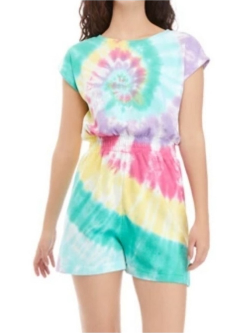 Cabana by Crown & Ivy Tie Dye Romper Coverup Beach Soft Knit Colorful Size Large